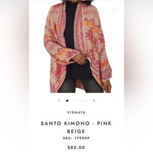 Vismaya Vibrant Pink and Beige Kimono Sweater